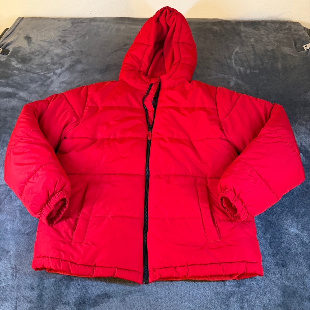 Swiss Tech Girls Puffer Jacket Youth XL (14-16) Red Hooded Winter Coat